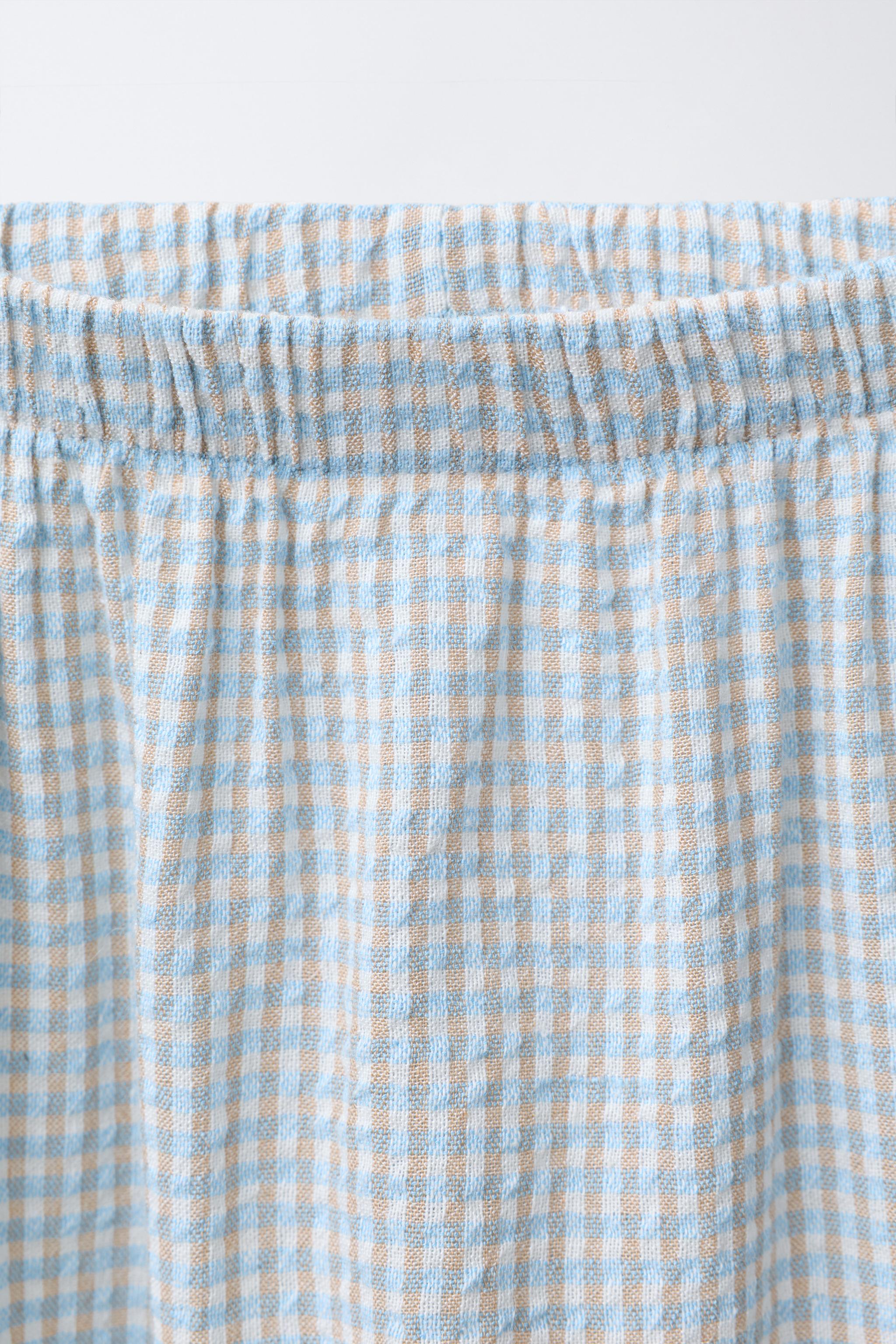 PLAID TEXTURED PANTS